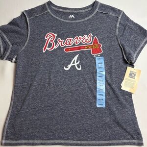NWT Women’s Slub Knit MLB Atlanta Braves T-Shirt Size L Cooperstown Collection